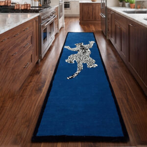 Hand Tufted Blue Leopard Wool Rug