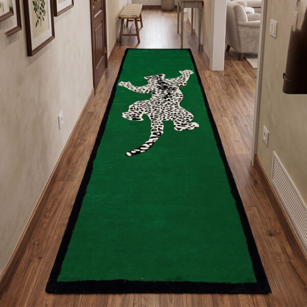 Leopard Wool Rug with bold animal motif design Modern blue Leopard Wool Rug runner for interiors Contemporary tufted Leopard Wool Rug with graphic patte