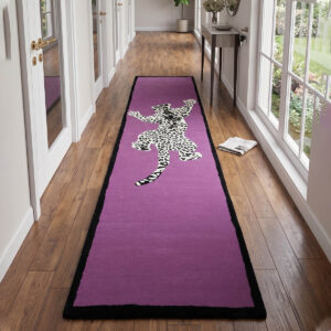 Pink Hand Tufted Leopard Wool Carpet