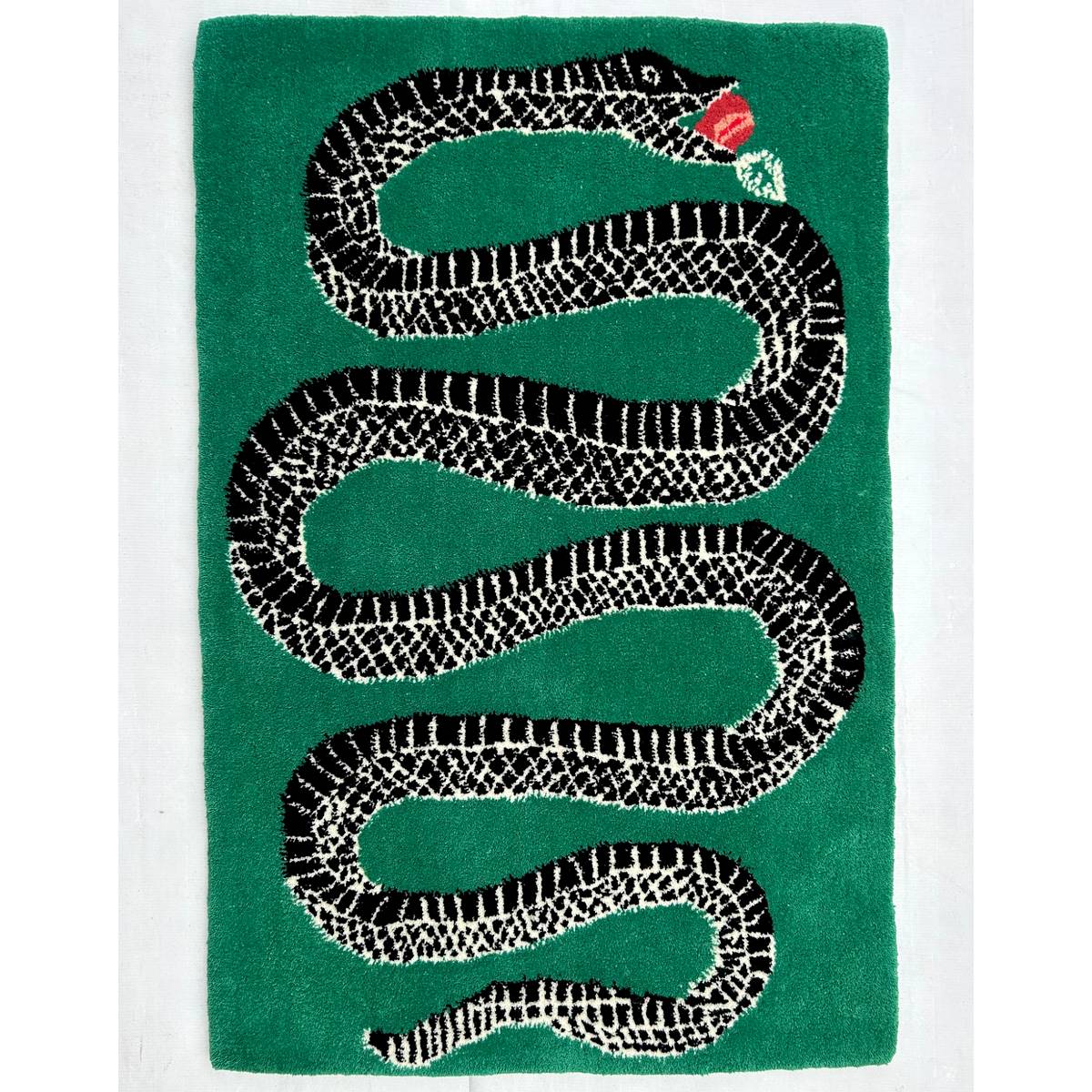 Hand Tufted Green Snake Wool Rug - Image 2