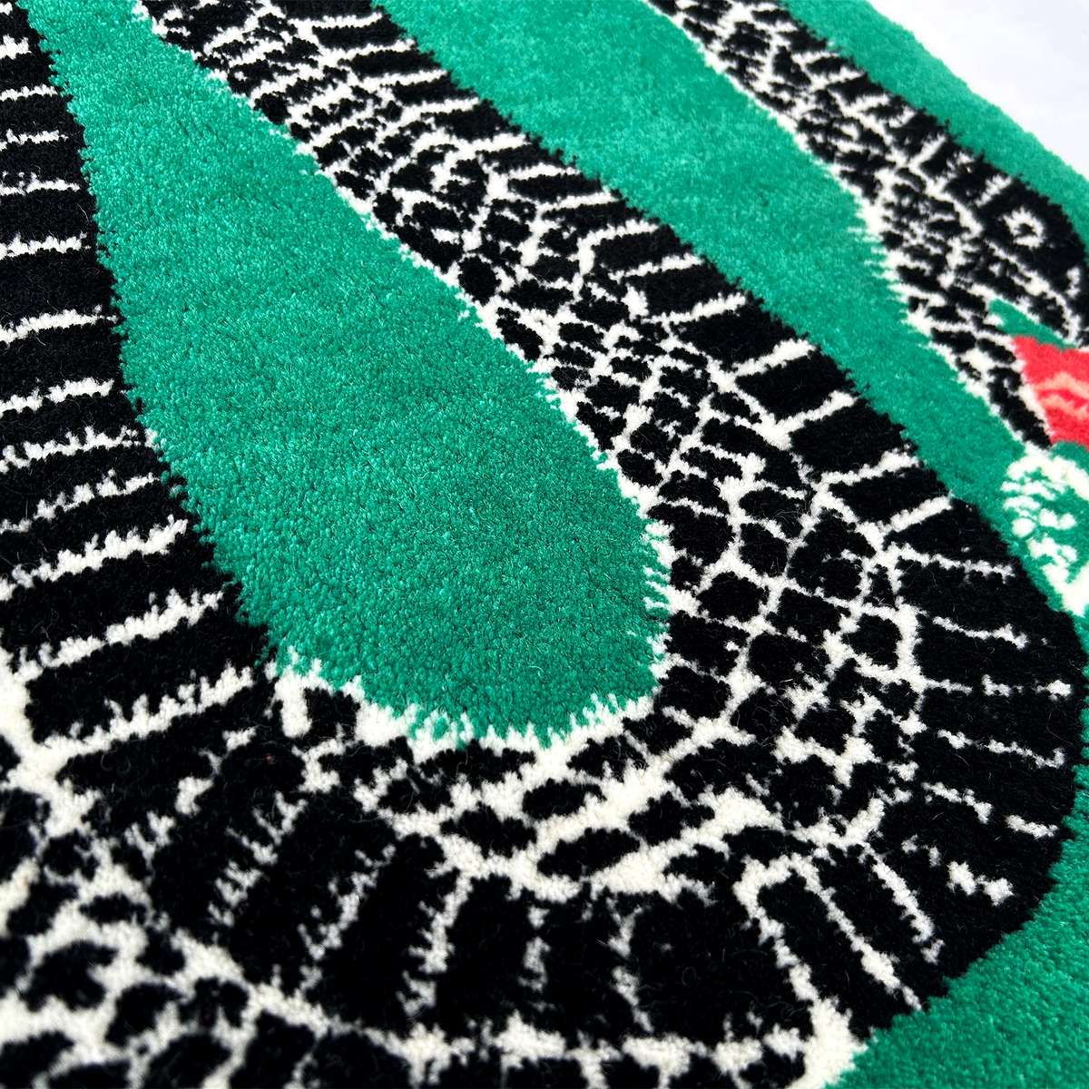 Hand Tufted Green Snake Wool Rug - Image 3
