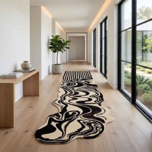 Hand Tufted Black Melting Wool Rug
