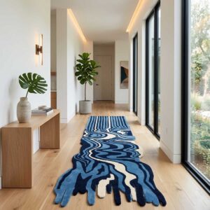 Blue Hand Tufted Melting Wool Carpet