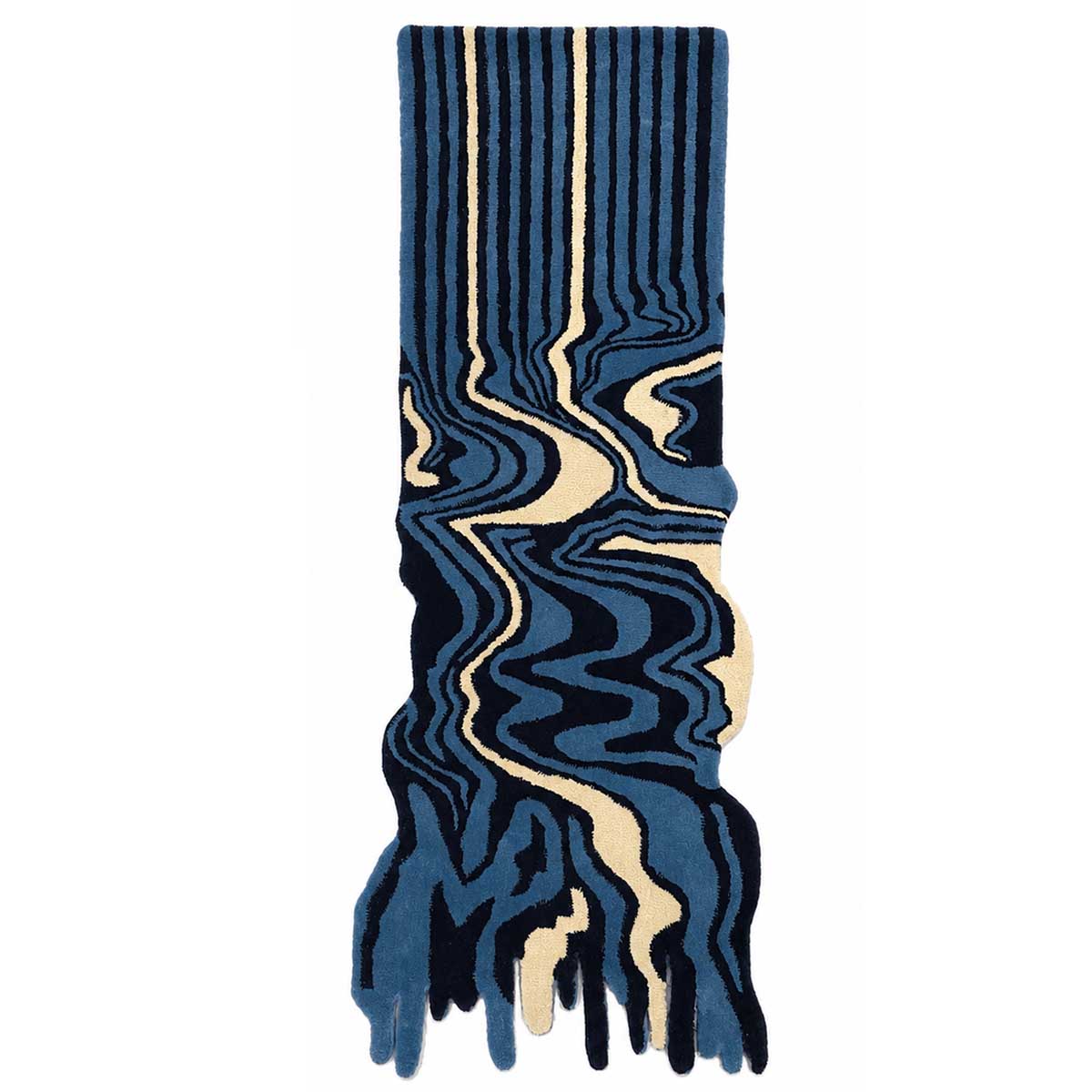 Blue Hand Tufted Melting Wool Carpet - Image 2