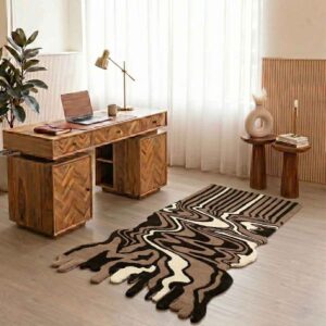 Melting Hand Tufted Brown Wool Area Rug