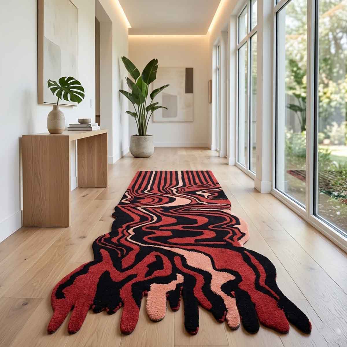 Melting Red Wool Carpet For Living Room