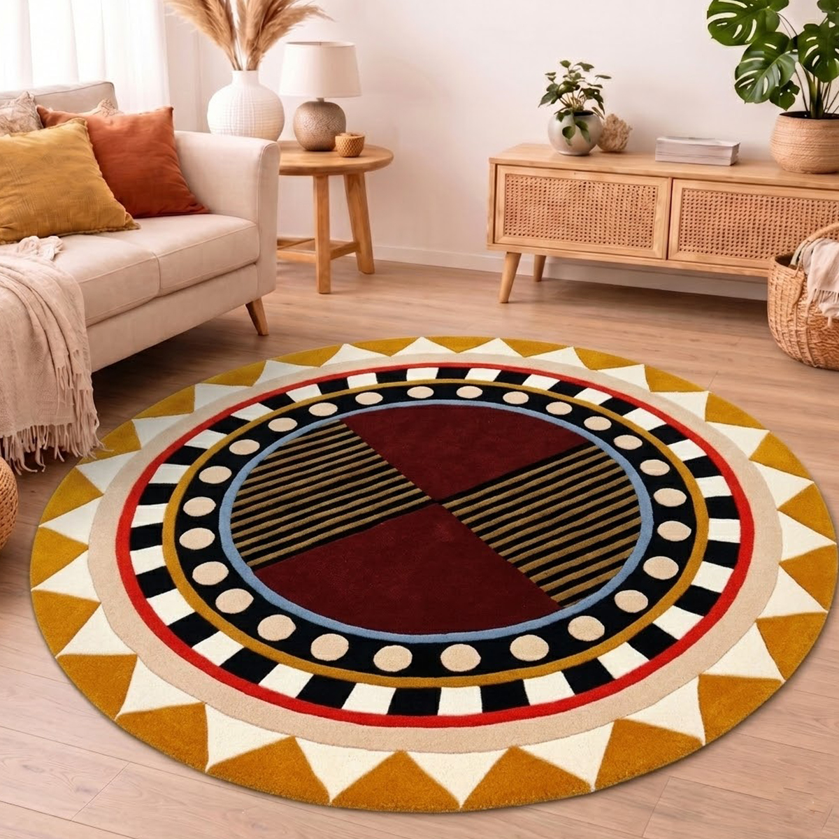 Stunning Hand Tufted Multicolor Round Rug