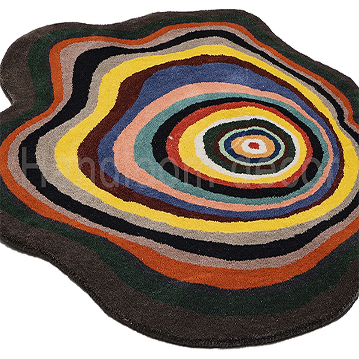 Irregular Hand Tufted Multicolor Wool Rug - Image 2