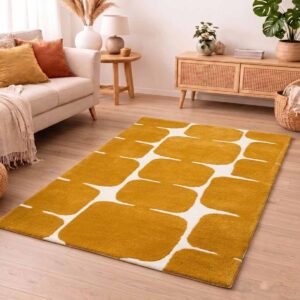 Stunning Hand Tufted Yellow Wool Rug