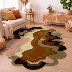 Irregular Multicolor Hand Tufted Wool Rug