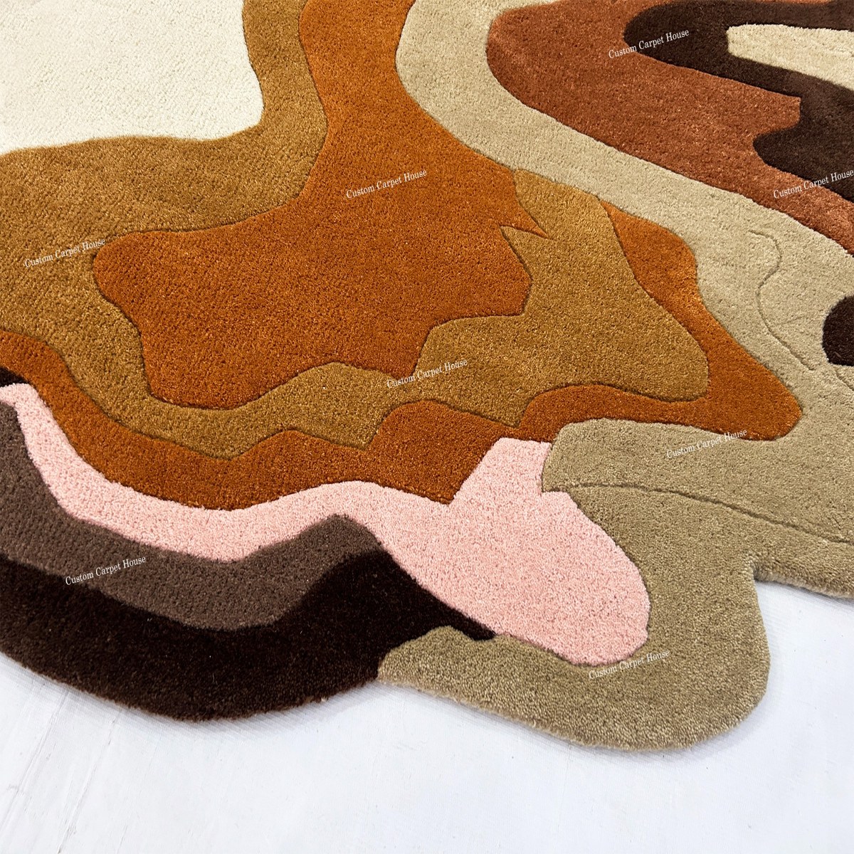 Irregular Multicolor Hand Tufted Wool Rug - Image 3