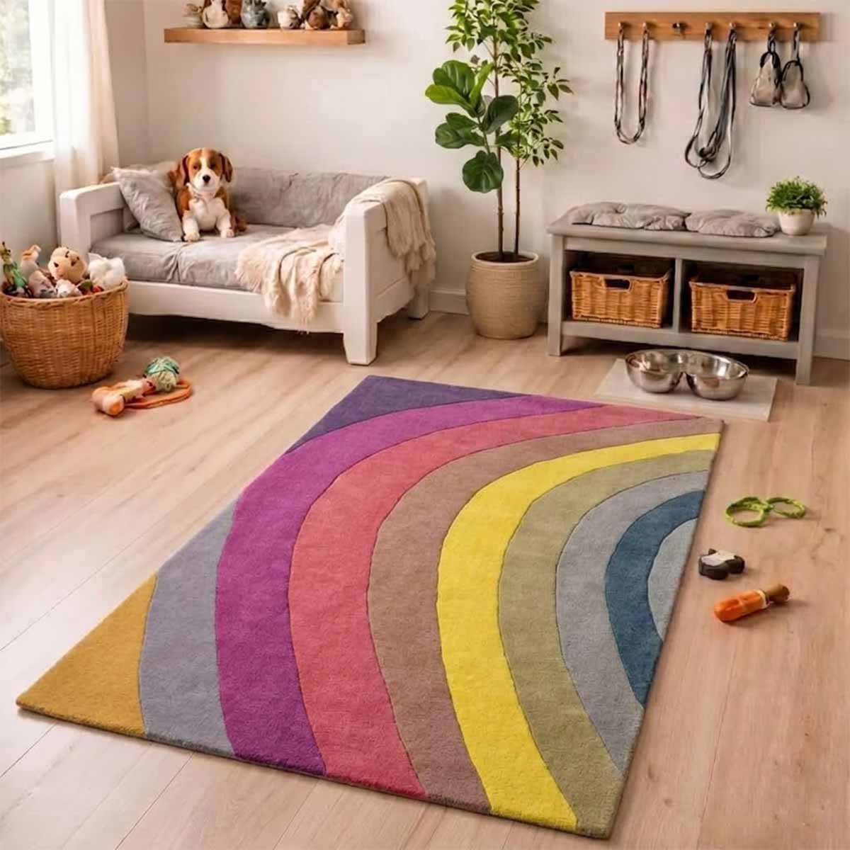 Hand Tufted Rainbow Wool Rug