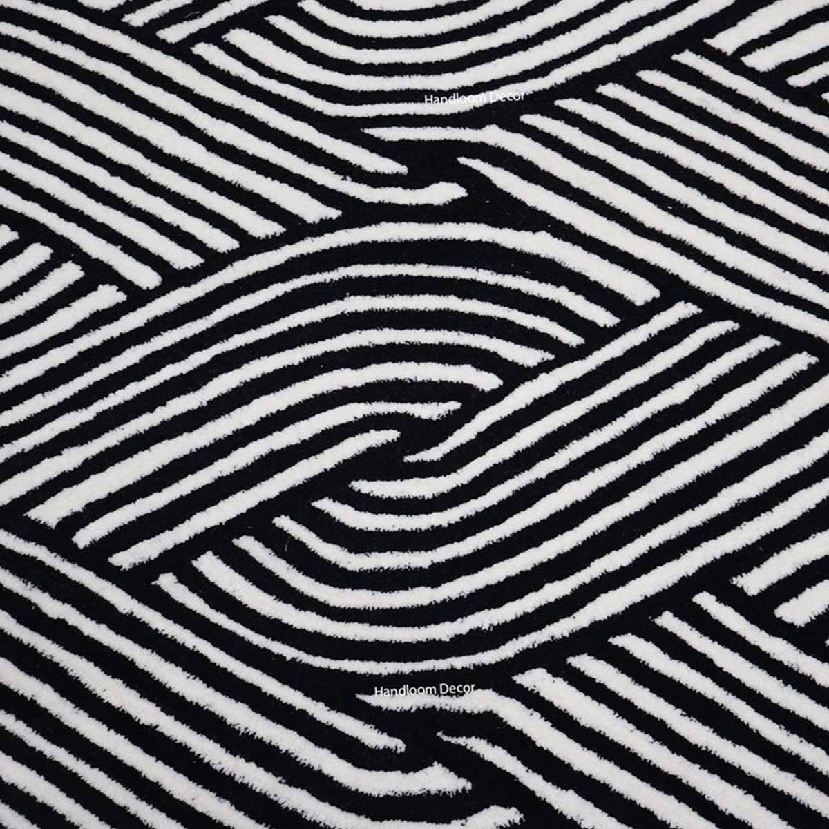Hand Tufted Irregular Black Wool Rug - Image 3