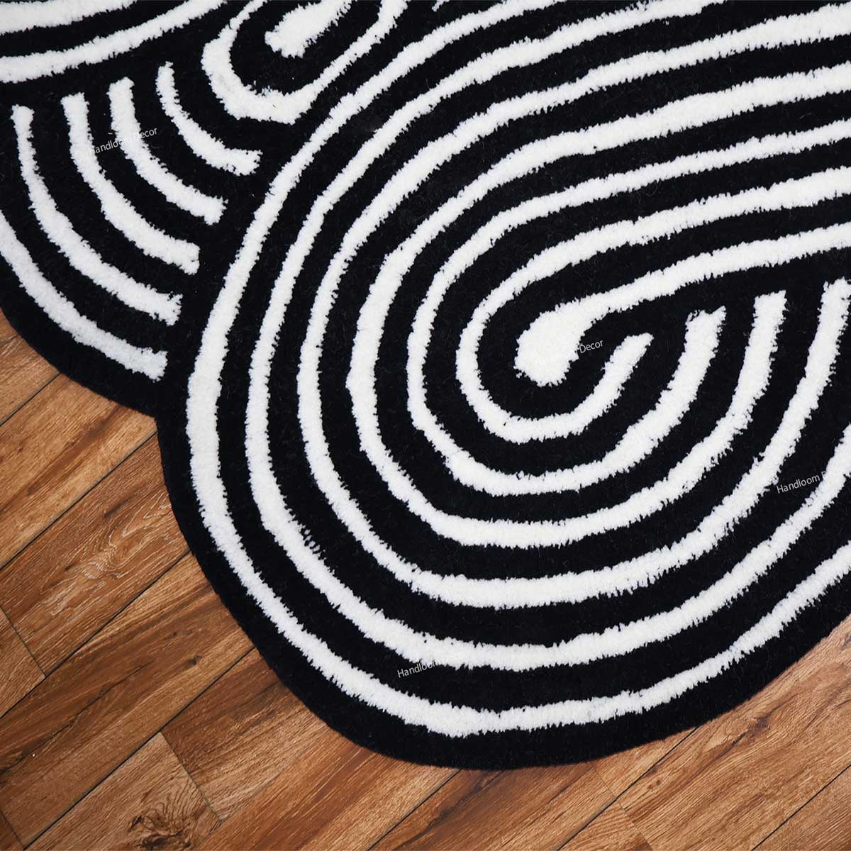 Hand Tufted Irregular Black Wool Rug - Image 5