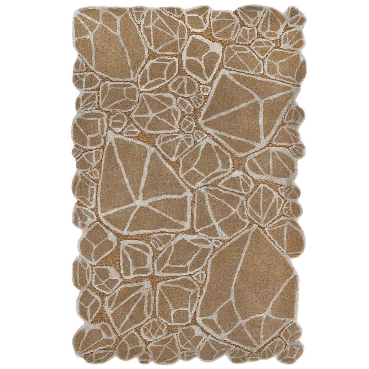 Irregular Hand Tufted Brown Wool Rug - Image 2