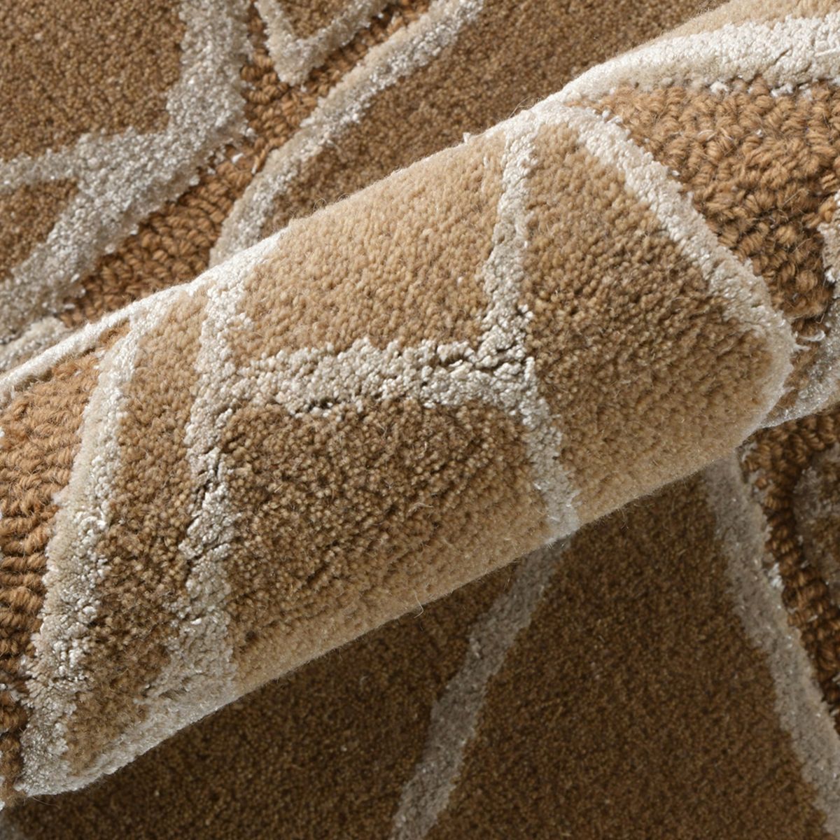 Irregular Hand Tufted Brown Wool Rug - Image 4