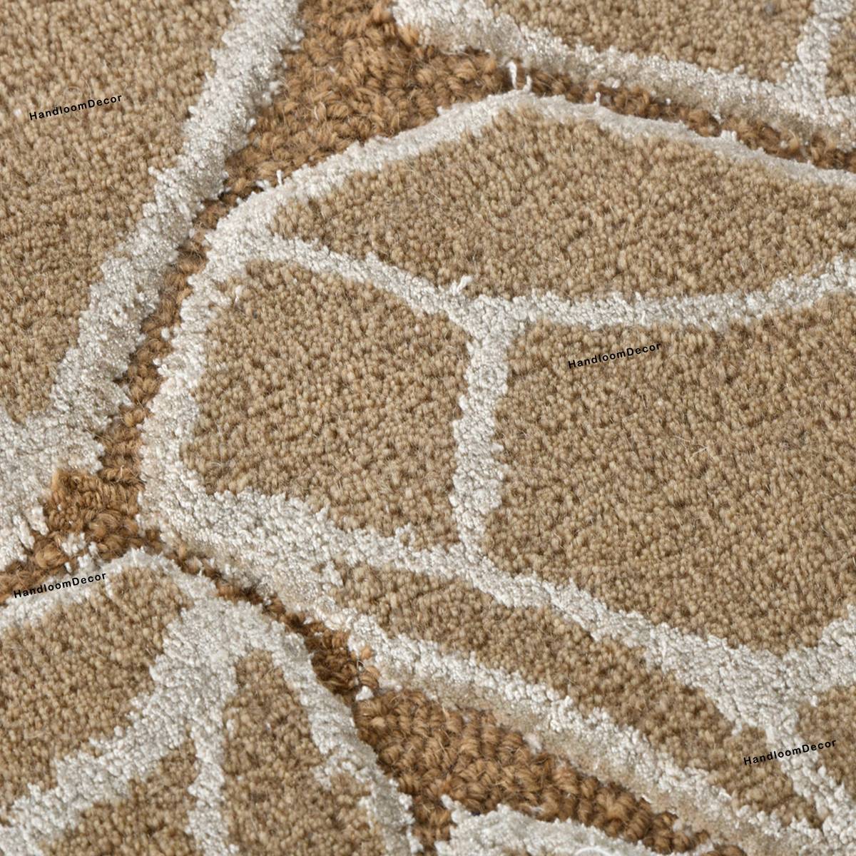 Irregular Hand Tufted Brown Wool Rug - Image 5